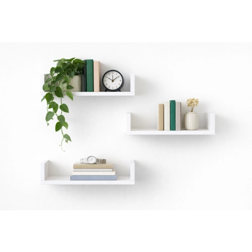 Półka Ścienna Wisząca 40 cm P1-40 Biała Zestaw 3 szt do Salonu, Sypialni